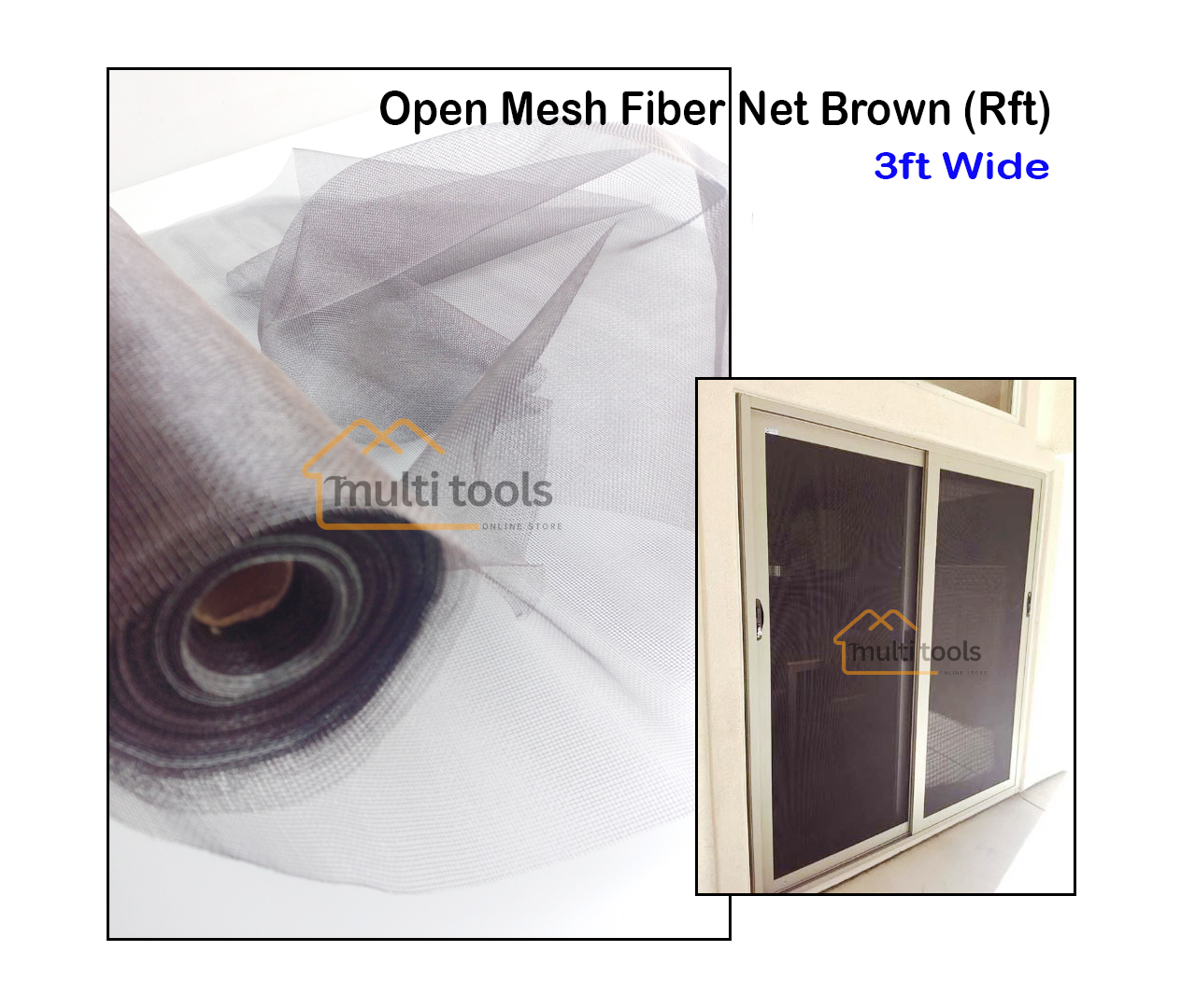 Fiber Net Brown For Aluminium Window 3ft